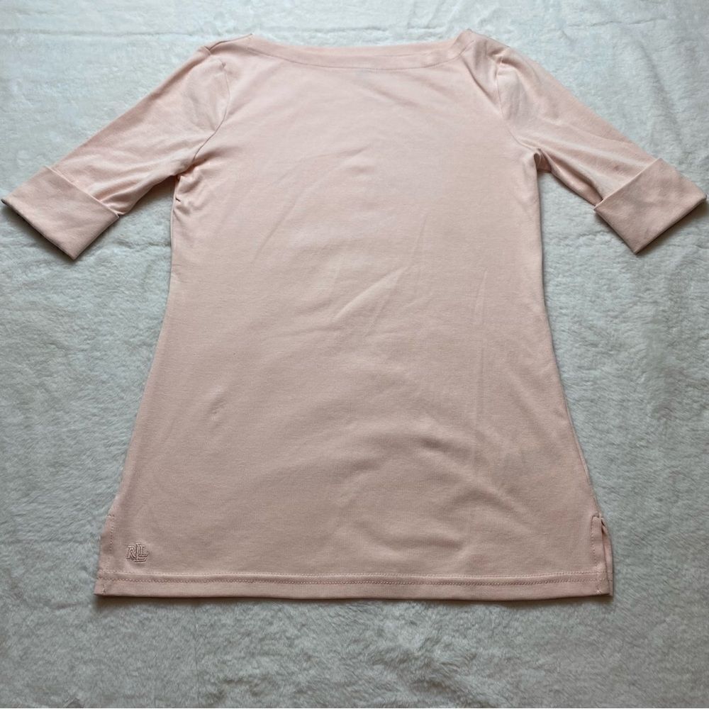 Lauren Ralph Lauren Light Pink Boat Neck Top Size XS